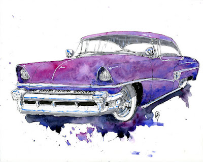 watercolor sketch custom car mercury classic