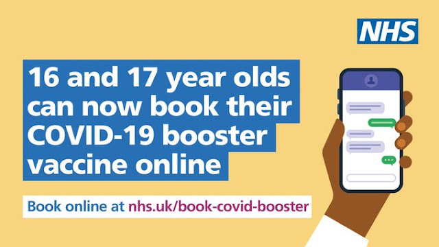 16 and 17 year olds can book their boosters online jan 18th 2022