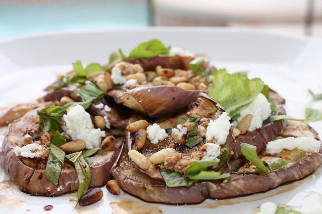 Giada’s Grilled Eggplant and Goat Cheese Salad