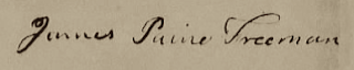 James Paine Freeman's signature on his Revolutionary War pension application