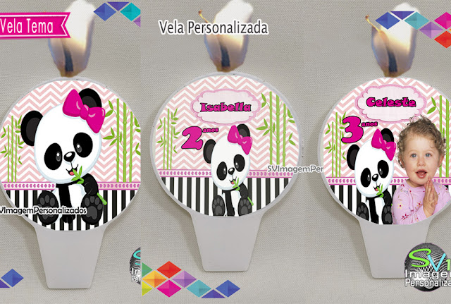 Urso Panda Rosa dicas e ideias para decoração de festa personalizados vela de aniversário personalizada