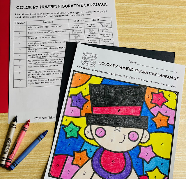 New Year's Figurative Language Color By Number  Baby New Year