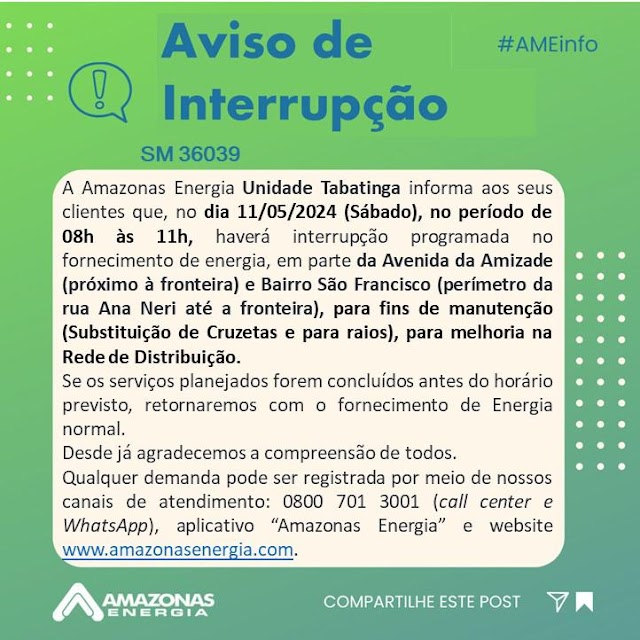 Comunicado da Amazonas Energia