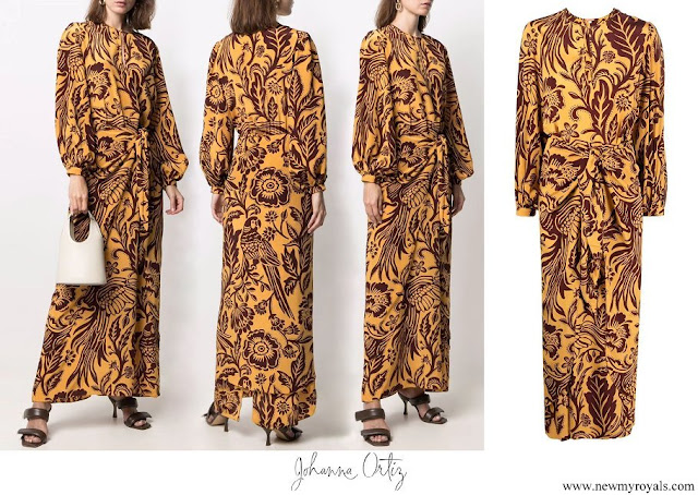 Queen Maxima wore Johanna Ortiz botanical-print silk maxi dress