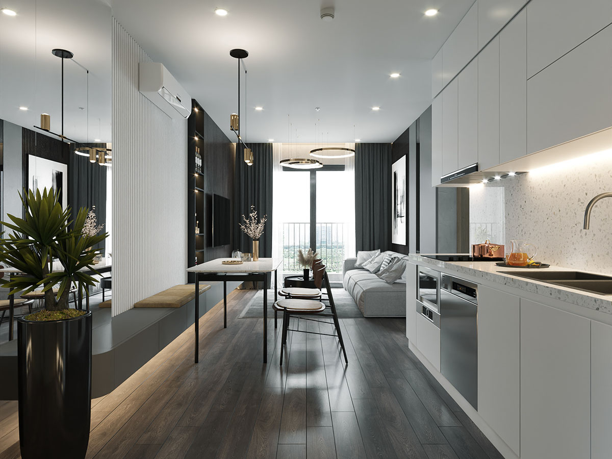 Thiết kế nội thất căn hộ 2 phòng ngủ Imperia Smart City