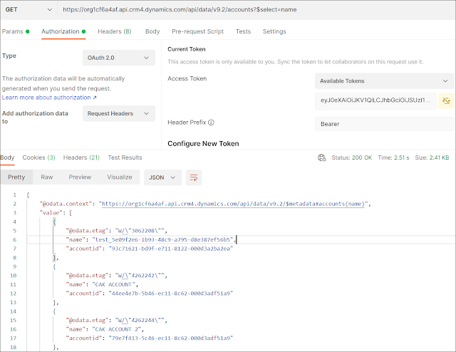 Dynamics 365 with postman 10