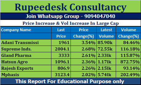 Price Increase & Vol Increase In Large Cap