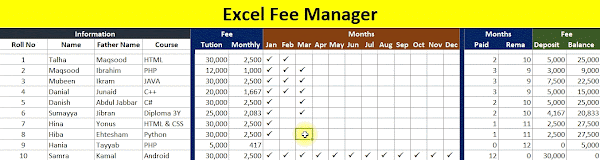 Excel Fee Manager Manager Template