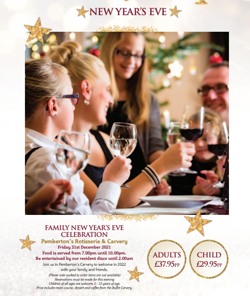 10+ Child-Friendly New Year's Eve Parties & Events across North East England 2021/22 - Ramside Hall Pemberton's Carvery