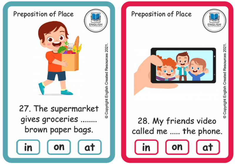 Grammar Activity: Preposition of Place | Task Cards