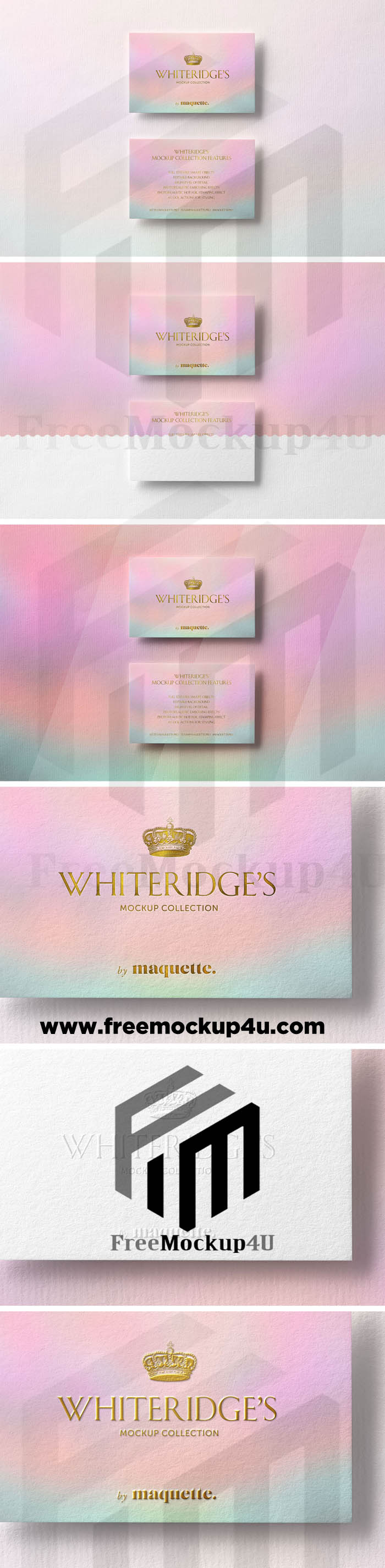 Two Luxury Business Cards with Gold Embossing Mockup