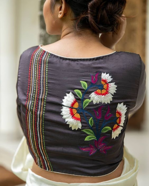 blouse back neck designs with borders