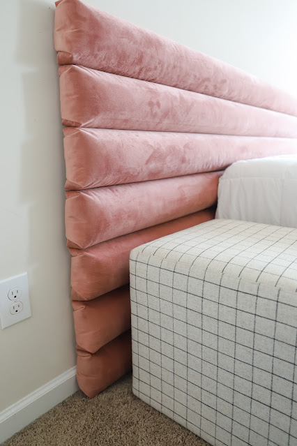 Genevieve's DIY Velvet Channel Tufted Headboard