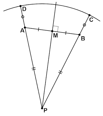 円の半径と二等辺三角形の利用