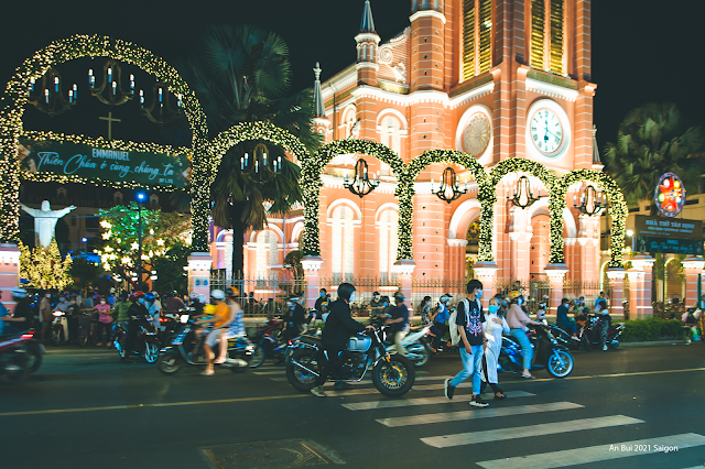 Pink church Saigon in Christmas 2021