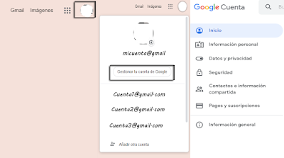 Cambiar cuenta de Google