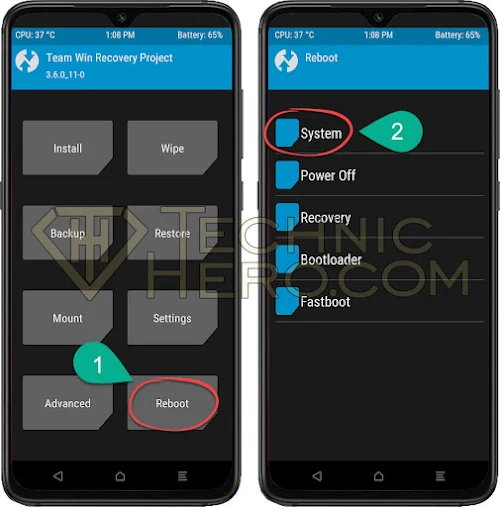 TWRP Reboot System
