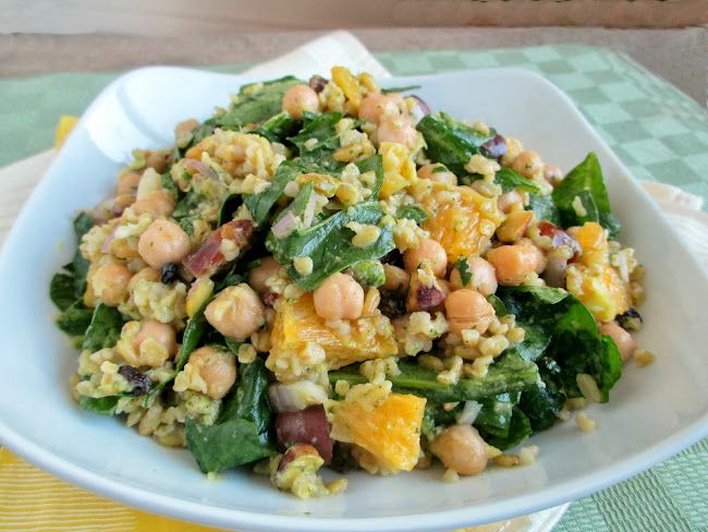 Moroccan Chickpea and Freekeh Salad with Mint Orange Dressing