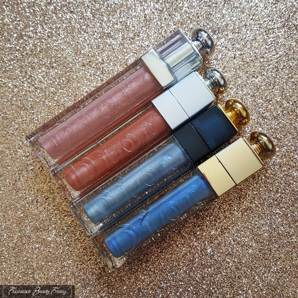 row of 4 lipglosses, Dior Addict Ultra Gloss, Ultra Gloss Reflect, Addict Plastic Gloss