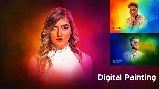 Digital Painting + Oil Painting Colorful Photo Effect