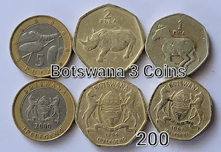 Botswana 3 Different Coins Collection including one Bimetallic Coin @ 200