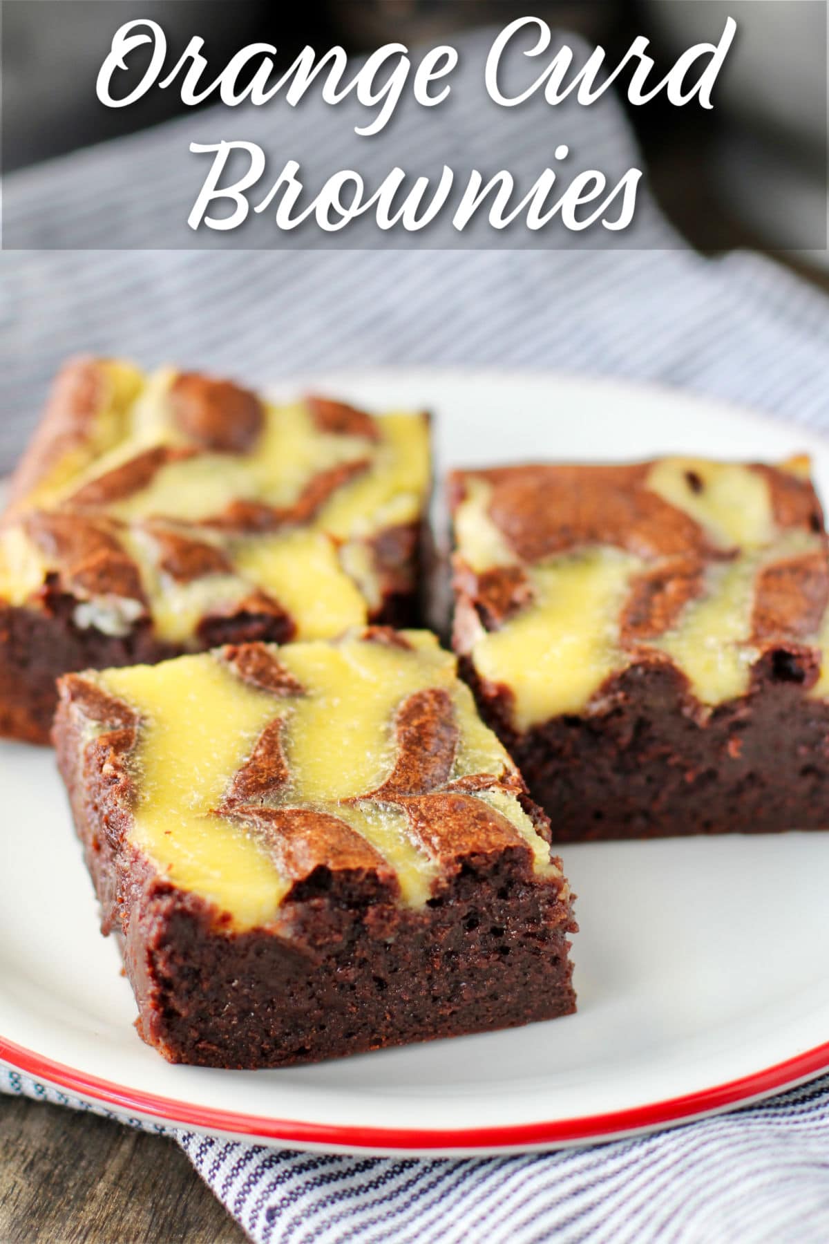 Orange Curd Brownies on a plate