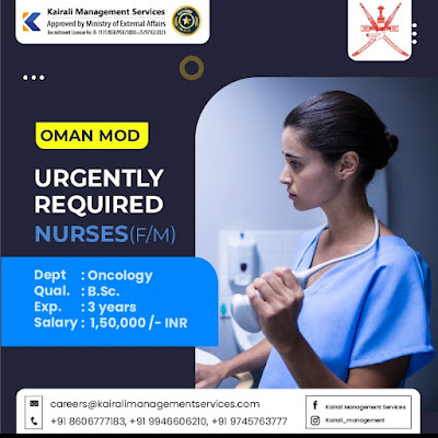 Urgently Required Male and Female Nurses for OMAN MOD