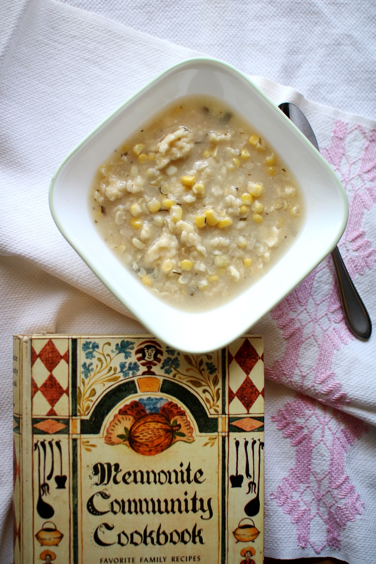 Corn Soup with Rivels from Mennonite Community Cookbook - Midwestern cuisine | Bake Like A Buckeye