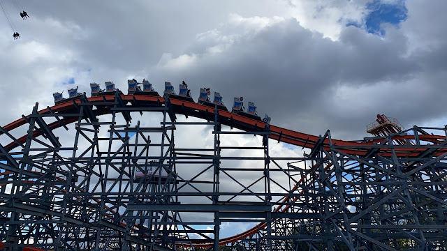 Wicked Cyclone Roller Coaster On A Cloudy Day Six Flags New England