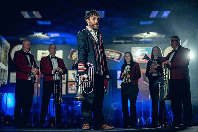 Martin Green with members of Whitburn Brass Band (photo Sandy Butler)