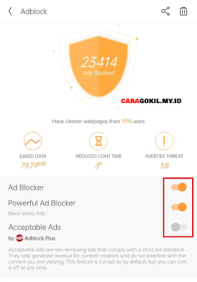 Tampilan Adblock Di UC Browser