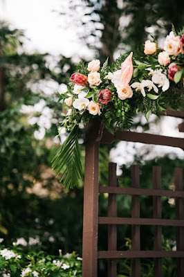 wooden arch with floral