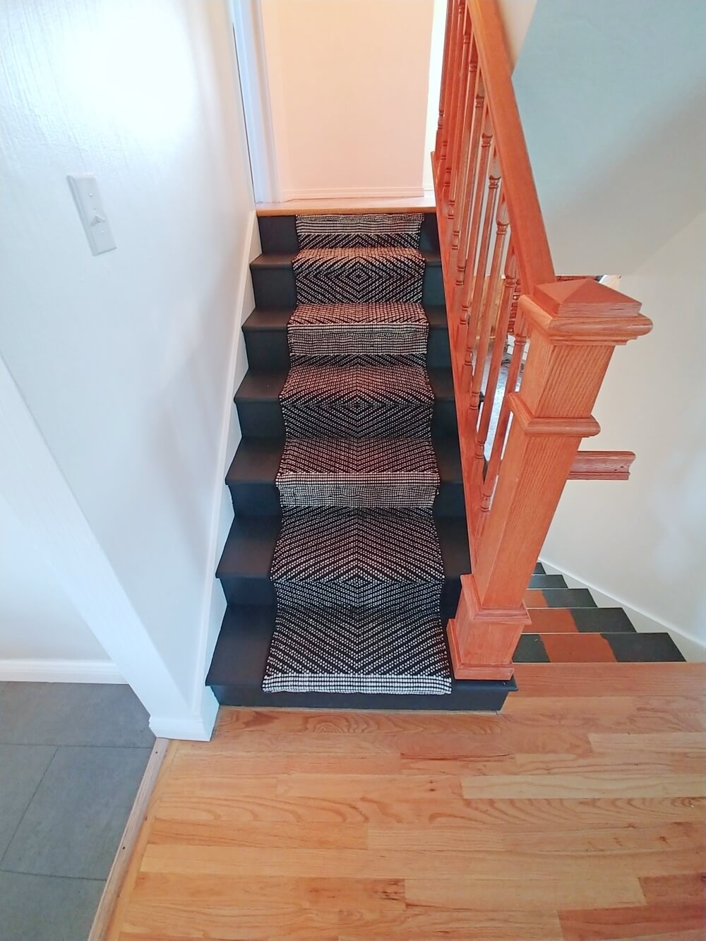 DIY Stair Runner from Throw Rugs