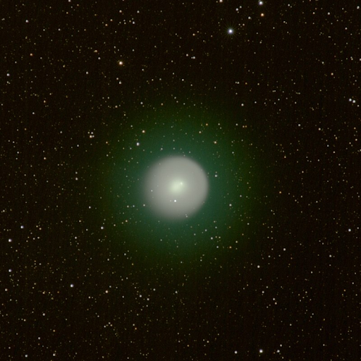 Comet Holmes spots a green halo enveloping the inner coma