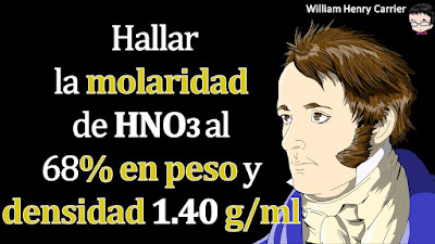 Tenemos ácido nítrico de densidad 1.40 g/ml y riqueza de 68%. Calcular la concentración molar. Peso-fórmula HNO3=63