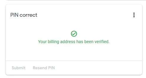 AdSense PIN verification successful.