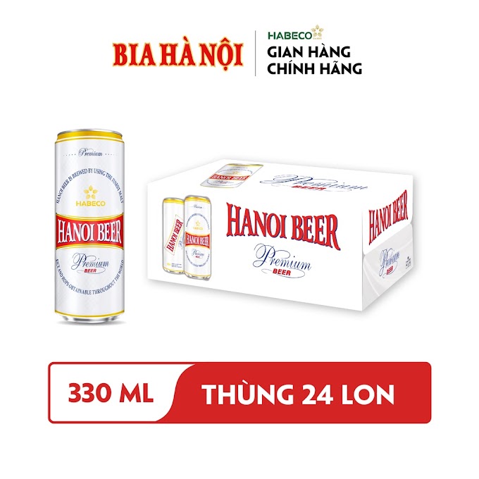 Mall Shop [ biahanoi.ecom ] Thùng 24 lon Hanoi Premium Beer - HABECO (330ml/lon) - Phiên bản lon cao