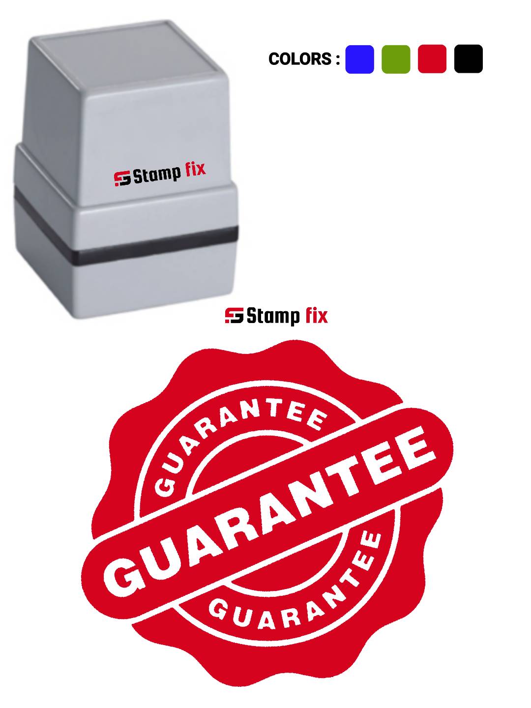 Pre Ink Guarantee Stamp by StampFix, a self-inking stamp with high-quality impressions
in India, nylon stamp, rubber stamp, pre ink stamp, polymer stamp, urgent stamp