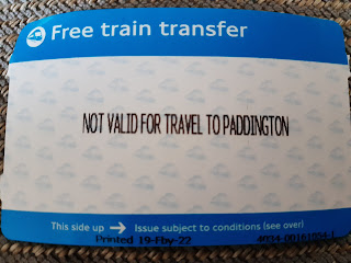 The free blue terminq transfer ticket which states not for paddington as that requires payment
