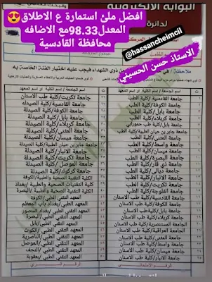 ملئ استمارة القبول المركزي للجامعات والمعاهد بصورة صحيح