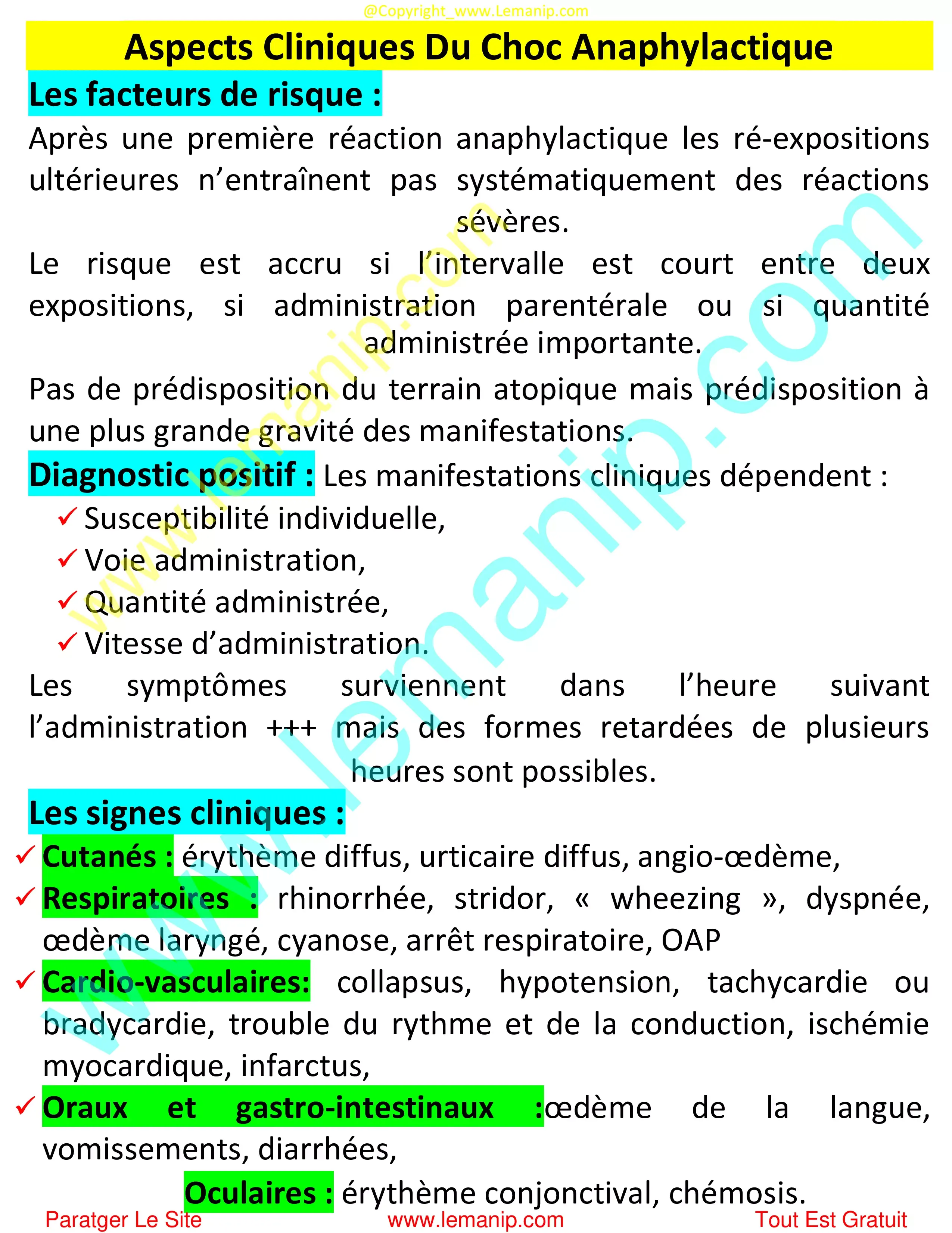 Aspects Cliniques Du Choc Anaphylactique