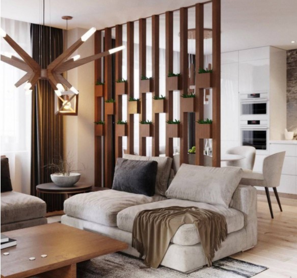 wooden partition walls for living room