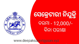 Odisha Panchayat Secretary Recruitment 2021, Jobs In Odisha - Deepak Samrt Gyan