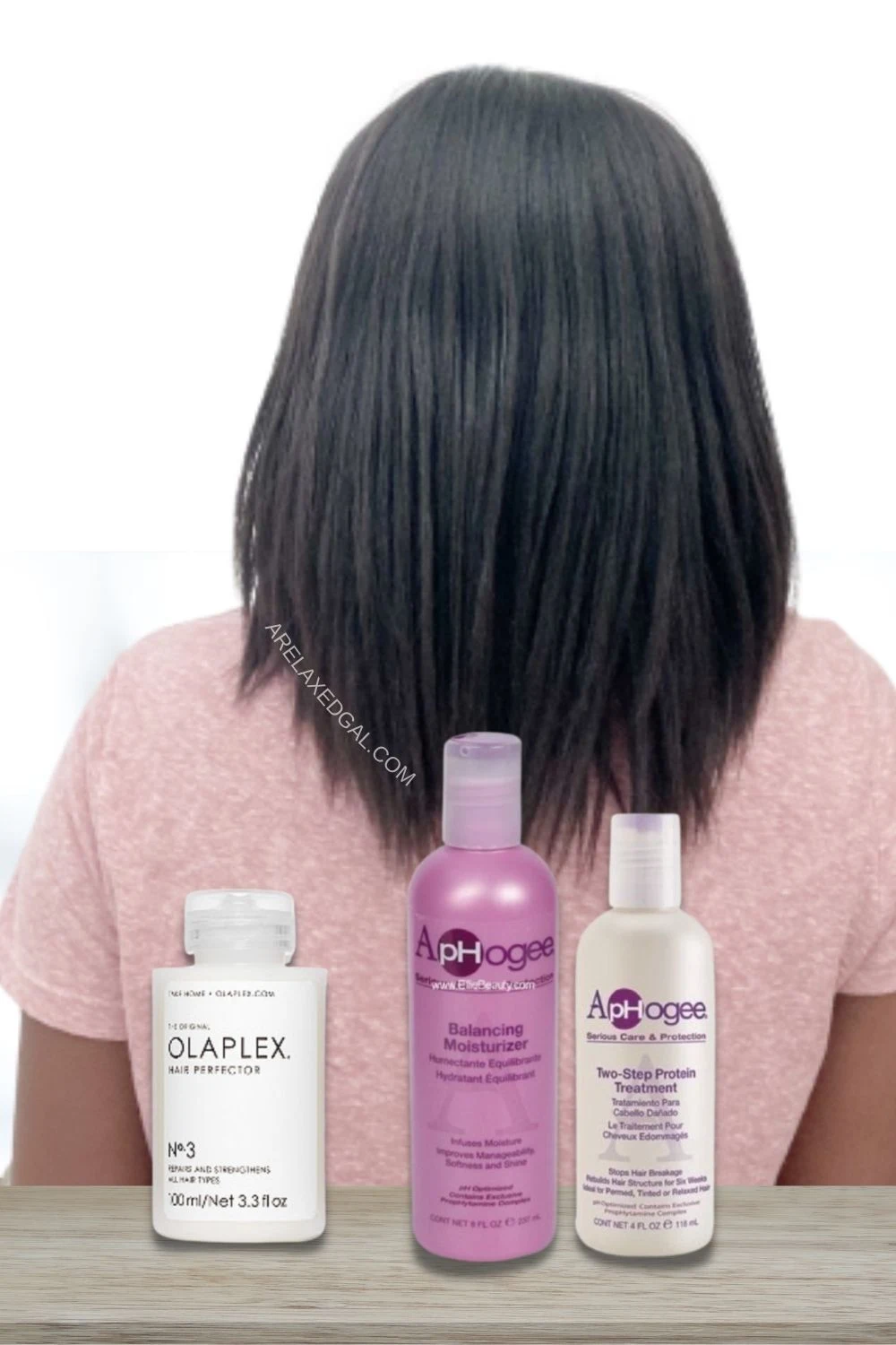 relaxed hair that has had bond and protein hair treatments.