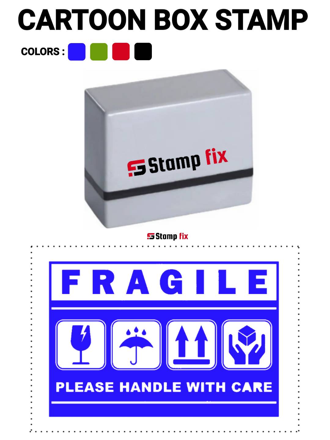 Fragile Cartoon Box stamp, Self ink stamp, pre ink stamp, sun stamp, rubber stamp, nylon stamp, polymer stamp