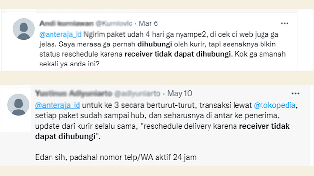 Pengalaman Netizen Receiver Tidak Dapat Dihubungi Anteraja