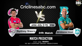 Sydney Sixers vs Brisbane Heat 34th Match Prediction 100% Sure BBL 2021-22