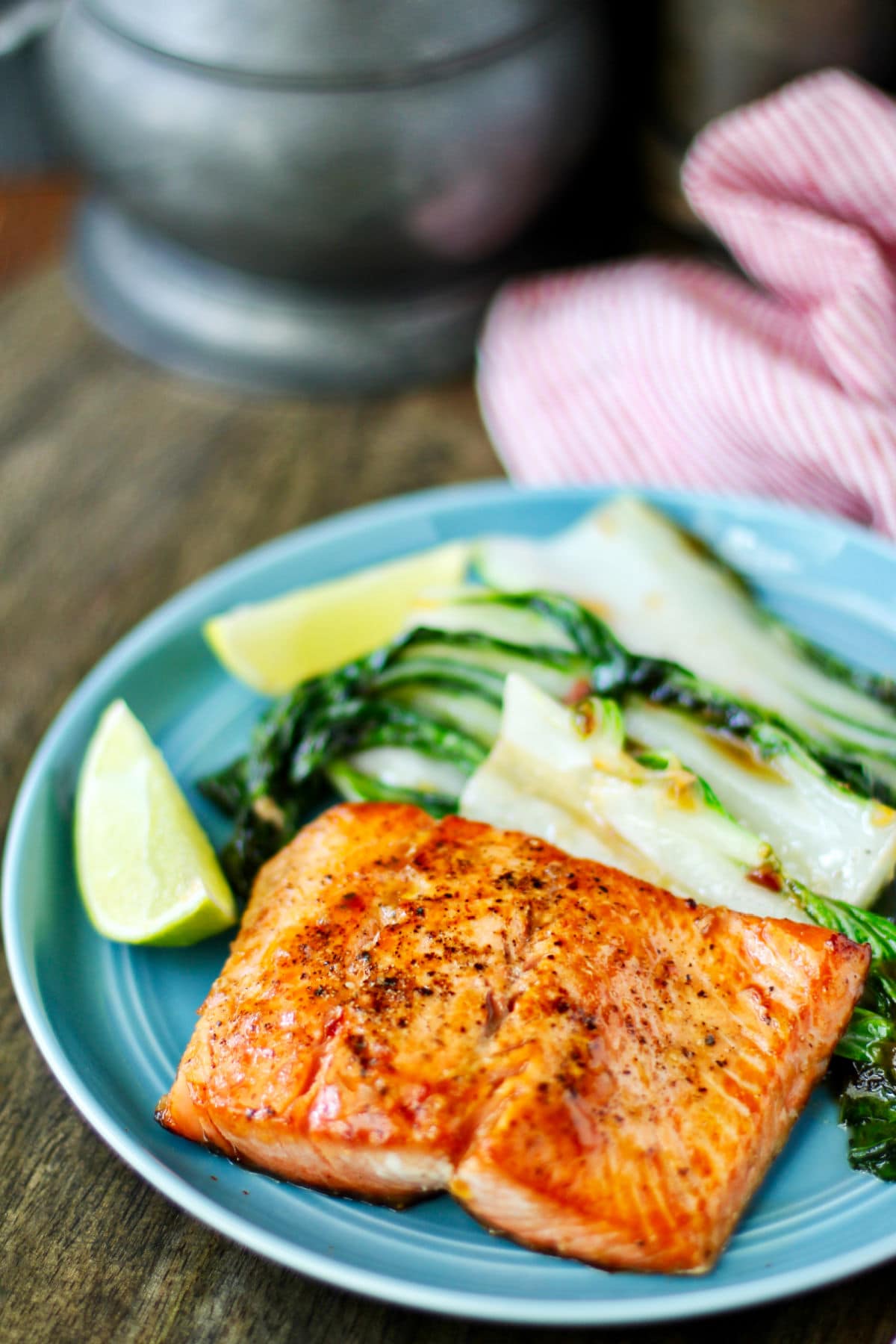 Chili-Glazed Salmon for Two with bok choy