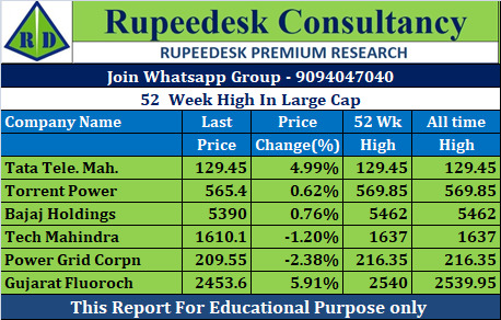 52  Week High In Large Cap