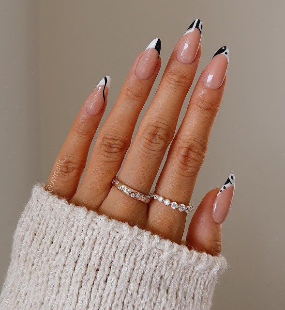Geometric French Tips Nails Design